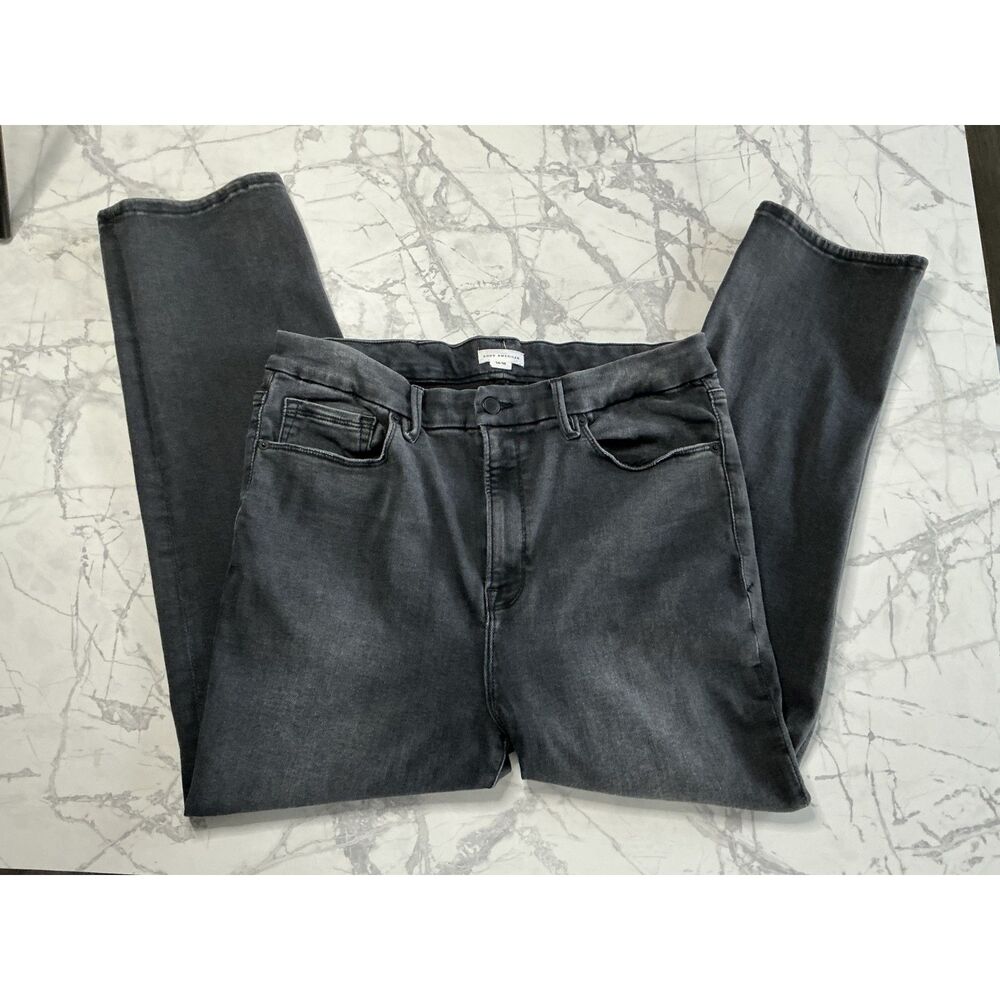 Good American Always Fits Jeans 14-18 Washed Black High Rise Straight Crop 26" I